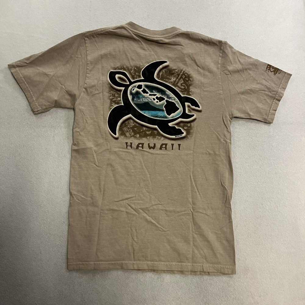 Crazy Shirts Hawaii Turtle Graphic Tee Shirt Men's Size Small Kona Coffee Dyed